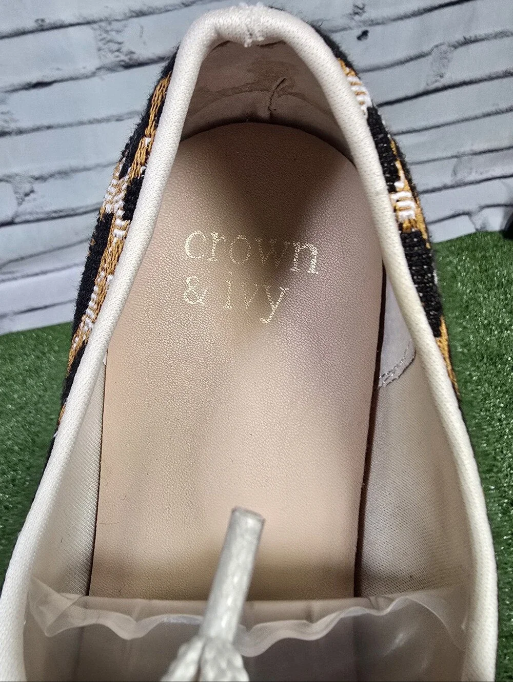 Crown & Ivy Dolly Espadrille Stacked Sole Leopard Woven Canvas Shoes Size 9